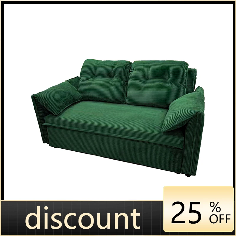 LTT corduroy sofa bed multi-functional broaching bed living room solid wood telescopic pull fabric sofa