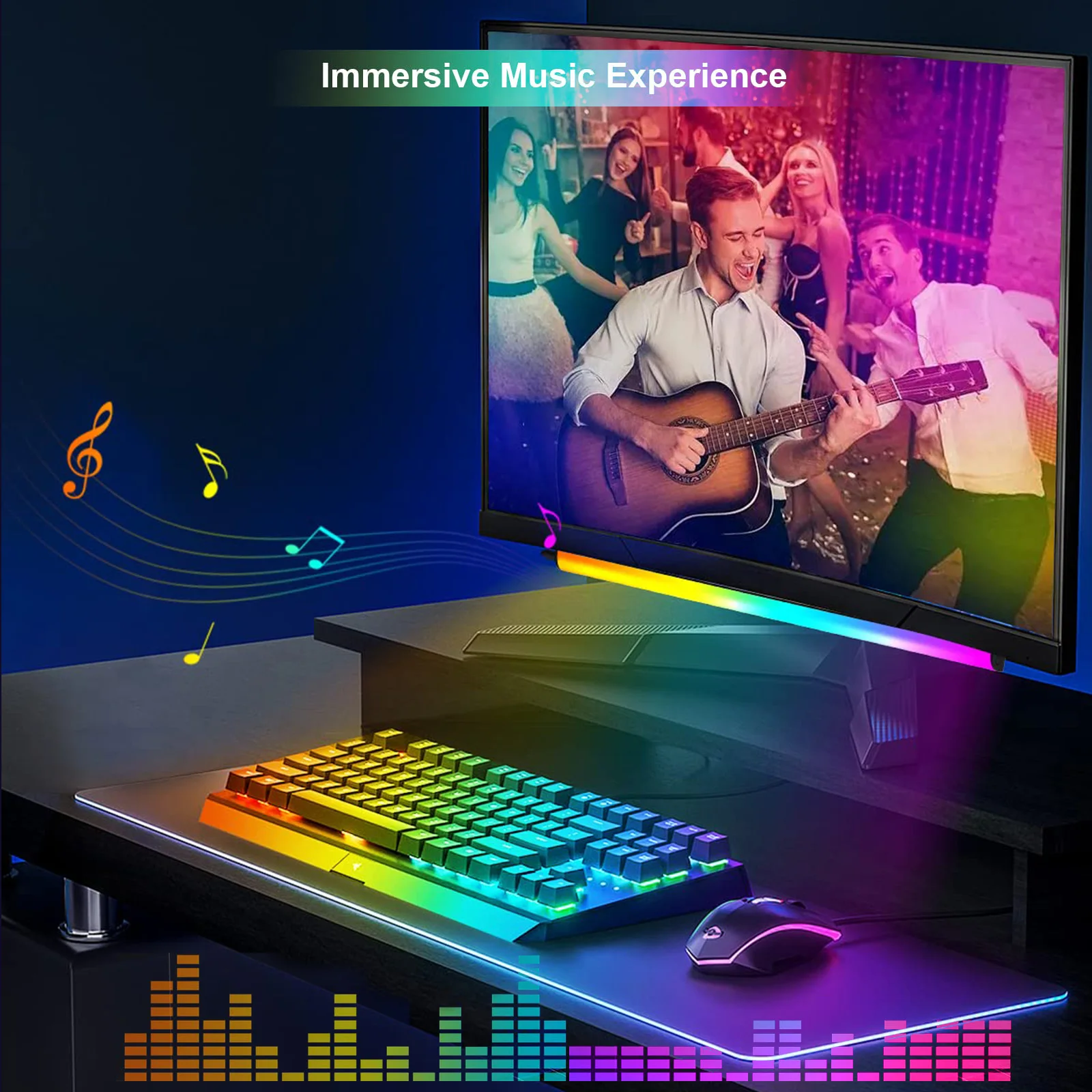 Inteligentny RGB LED pod Monitor z lampką Bluetooth pilot aplikacji sterować lampami komputerowymi synchronizacja muzyczna z ekranem lampka na