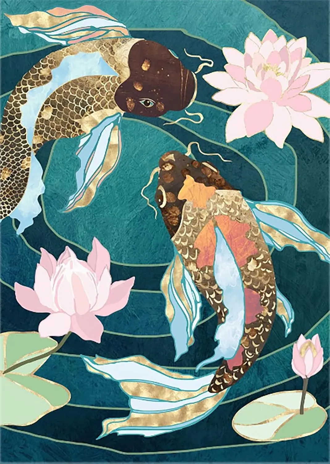 

Набор для алмазной вышивки Hestarcul 5D, абстрактные картины с карпами кои для взрослых, круглые стразы, полная выкладка, алмазная живопись для подарка, декор для стен