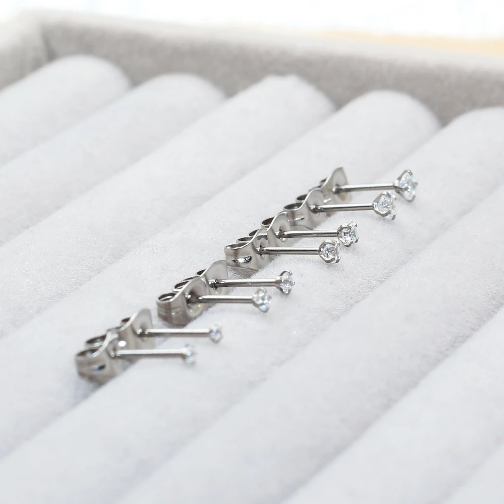 Image of Edelstahl-Ohrstecker, Mini, 1,5, 2, 2,5, 3 mm, weiße AAA-Zirkone für Männer und Frauen, kurzer Stil, kein Verblassen, allergiefrei