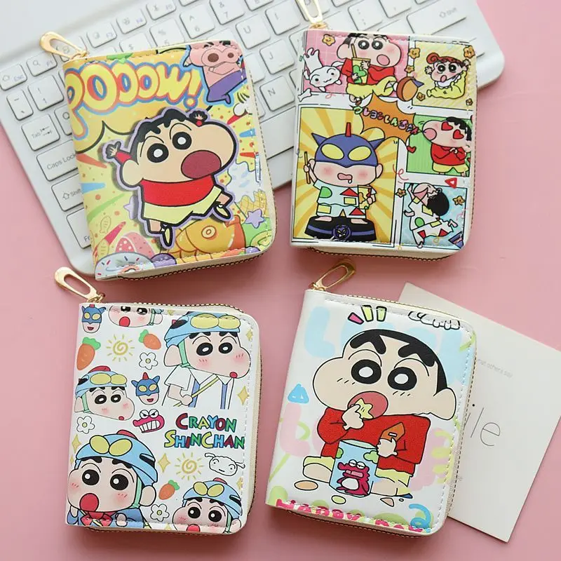 

Kawaii Anime Portable Student Children's Anime Zipper Cartoon Portable Crayon Shin chan Zero Wallet Short Wallet Gifts for Kids