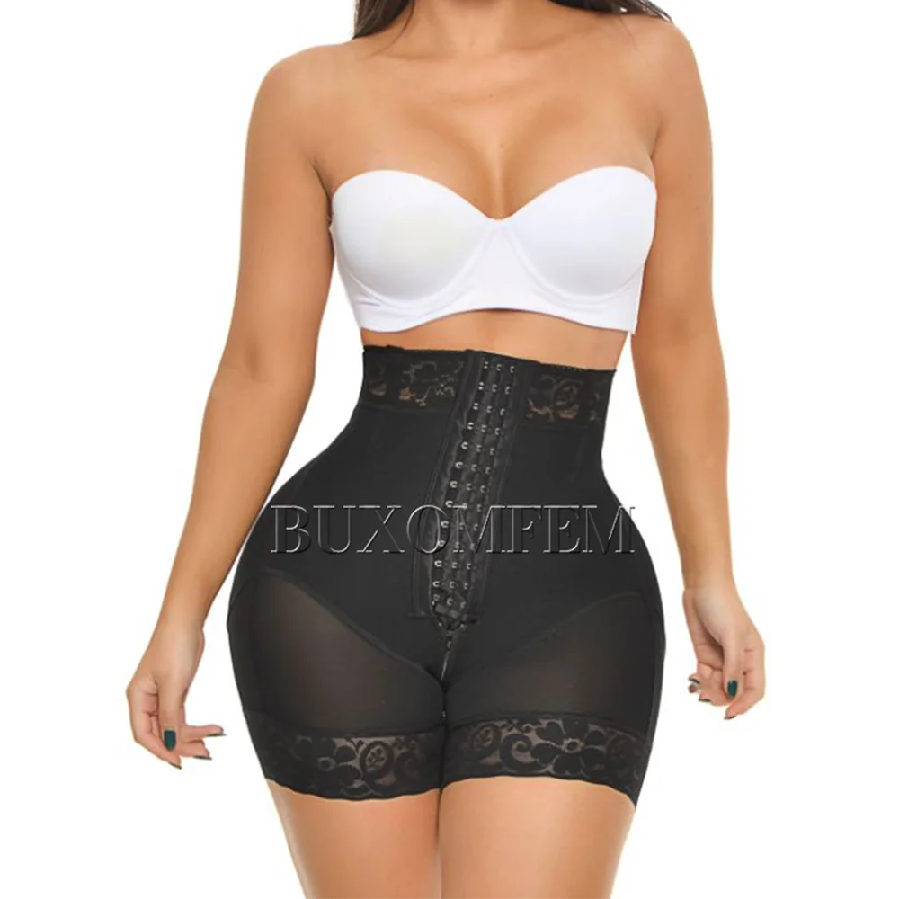 

High Waist Push Up Shorts Enhancement Straps Highly Compressed Adjustable Butt Lifter Shapewear with Hook Eyes Fajas Colombianas