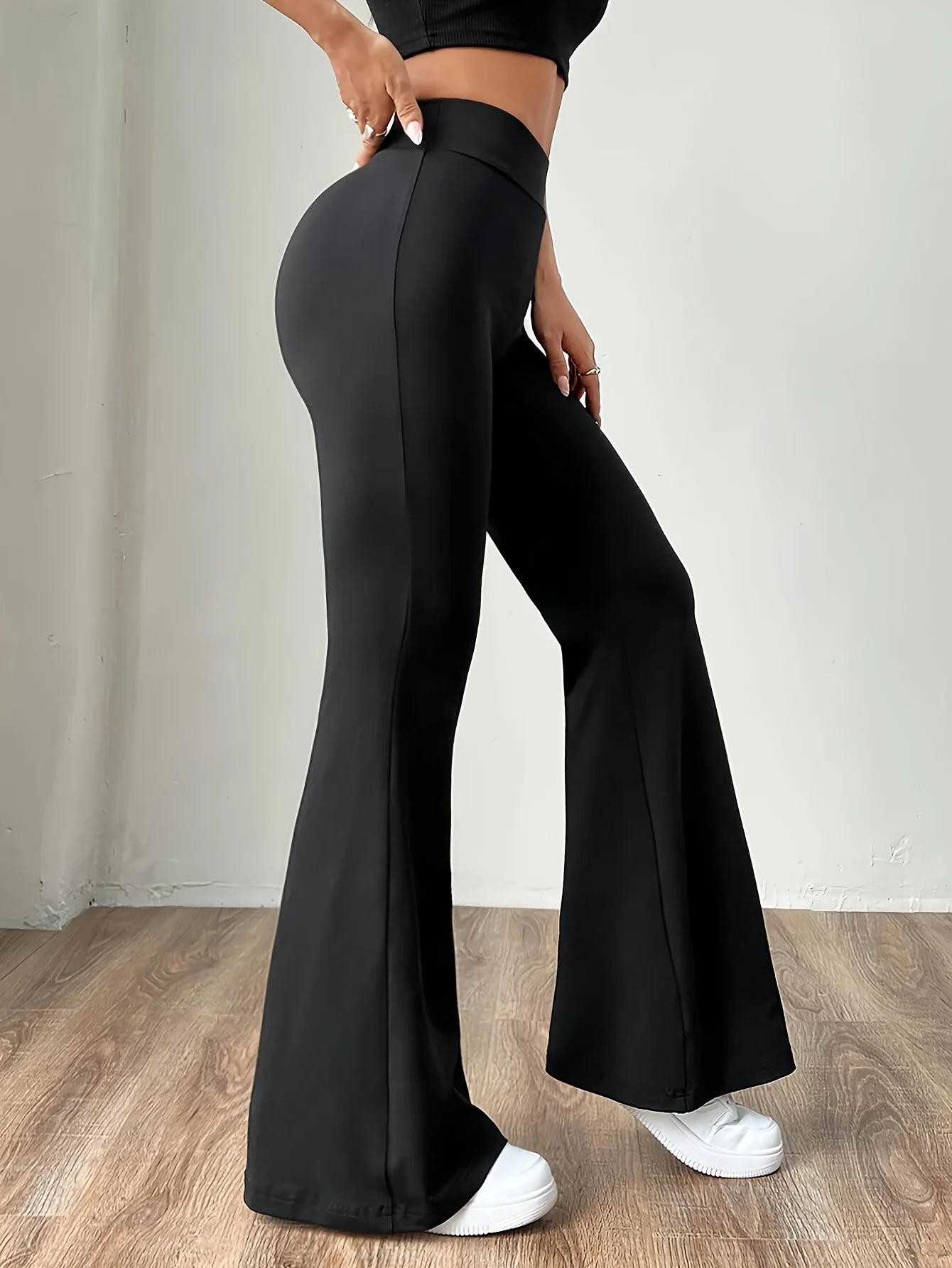 Calças Flare Versáteis para o Dia a Dia, Leggings de Cintura Alta com Controle de Barriga e Efeito Levanta Bumbum
