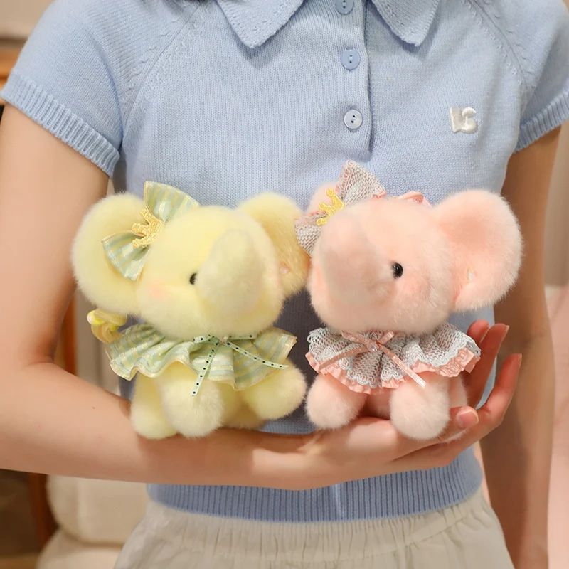 15cm Creative Bib Elephant Plush Doll Cute Soft Colorful Elephant Animal Stuffed Toy Bag Decoration Home Decor Gift For Children
