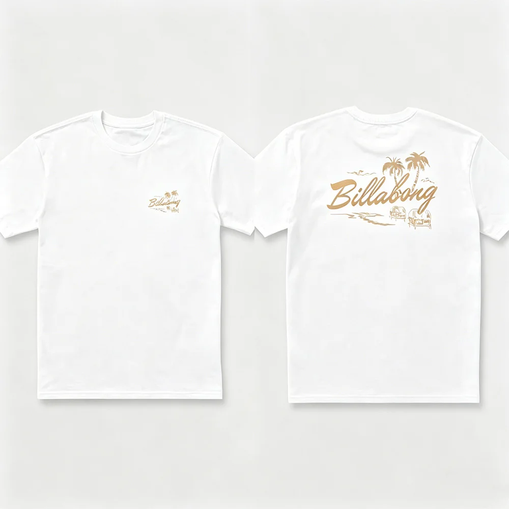 Camiseta Billabong de Verão com Estampa de Logo para Homens e Mulheres, Top Casual Respirável de Manga Curta para Crianças e Atividades ao Ar Livre