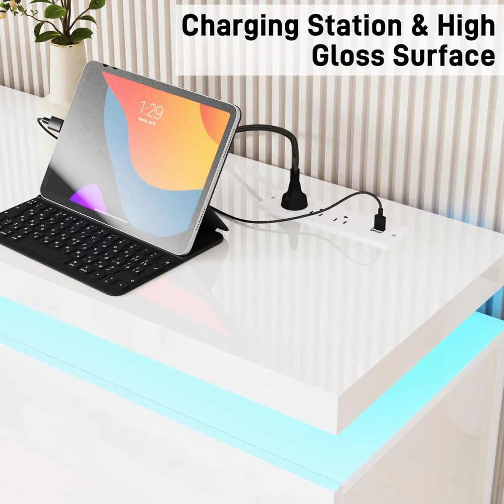 حامل تلفزيون LED 71 بوصة مع مدفأة 40 بوصة لتلفزيون 80 بوصة، حامل تلفزيون مدفأة حديثة مع مخرج طاقة، وحدة تحكم تلفزيون عالية اللمعان