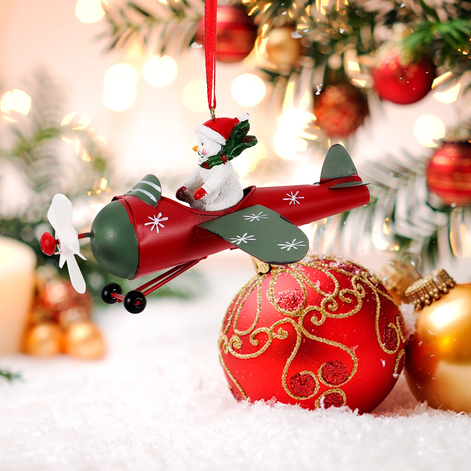 

Christmas Decorations Outdoor Indoor Airplane Ornaments Shaped Iron Pendant Hanging