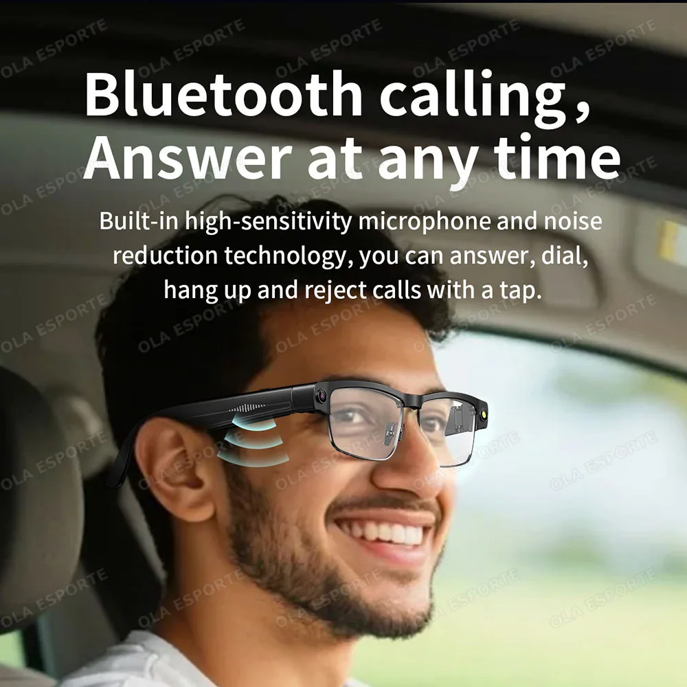 New 800W Camera Smart Glasses Make Receive Call Bluetooth Headset Recording Photo Recognition Anti Blue Light UV Sunglasses 2025