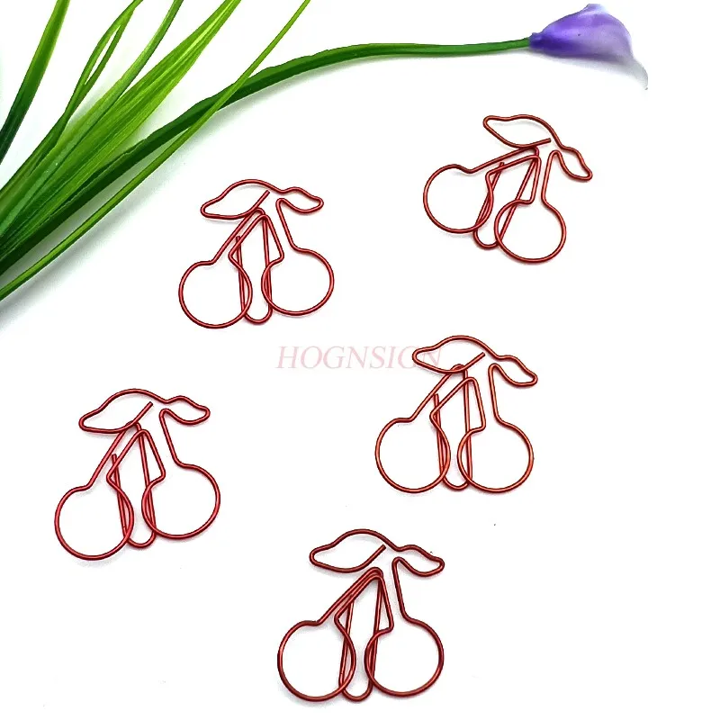 12pcs Colorful Cherry Paper Clips Creative Cartoon Paper Clips Plant Paper Clips