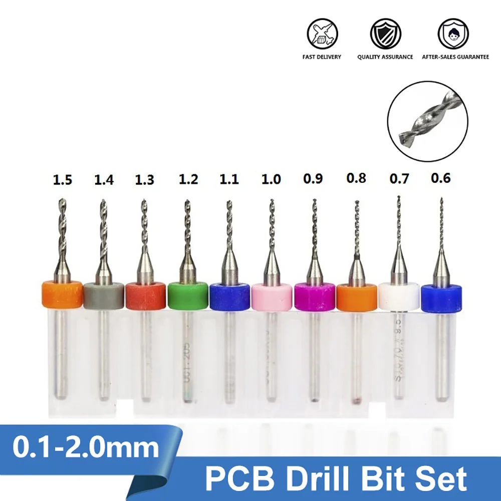 10 pz 0.3-3.0mm Mini PCB Punta da trapano Carburo di Acciaio al Tungsteno Twist Drill Lega ad Alta Durezza Micro Punta da trapano PCB Legno Plastica Metallo