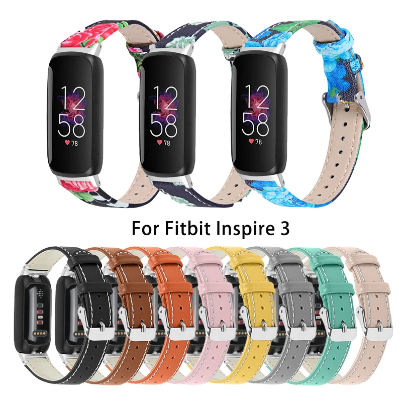 Soft Leather Strap for Fitbit inspire 3 Smart Bracelet band Printing Pattern Women Men belt for fitbit inspire 3 watchband