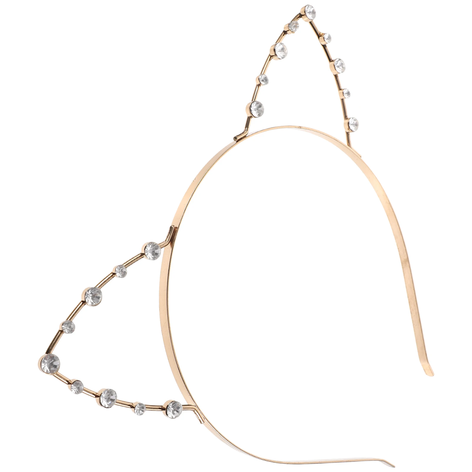 عصابة رأس على شكل آذان قطة من حجر الراين الذهبي المزخرف بشريط شعر معدني مقاس 17 × 17 سم لحدث أزياء العطلات والحفلات الراقصة #4