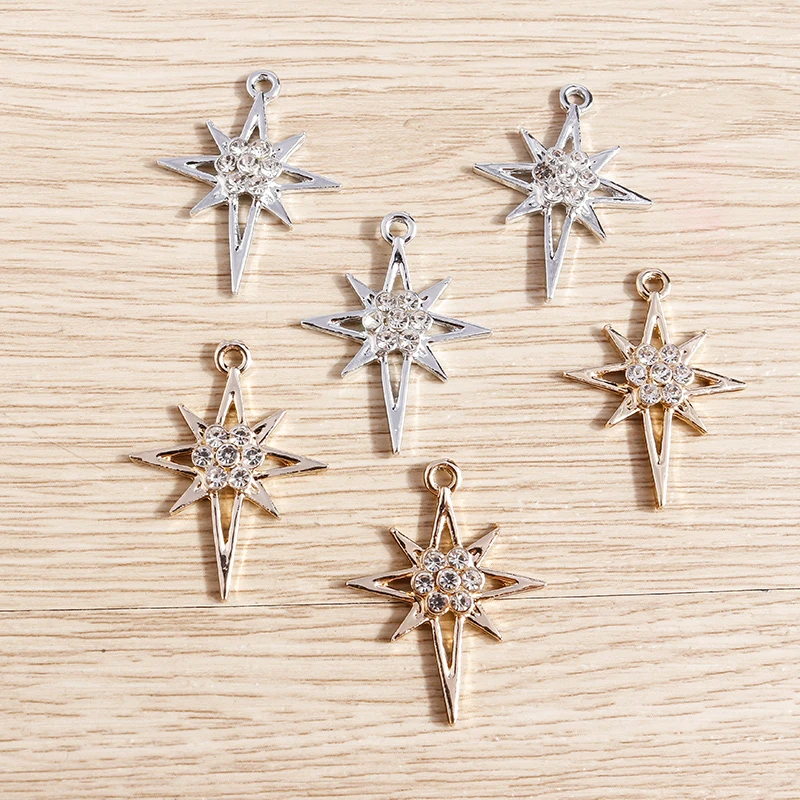 10 Stück 22x29mm süße Legierung Kristall Stern Charms Anhänger für Schmuckherstellung Tropfen Ohrringe Halskette DIY handgemachte Handwerk Zubehör – Detail 5