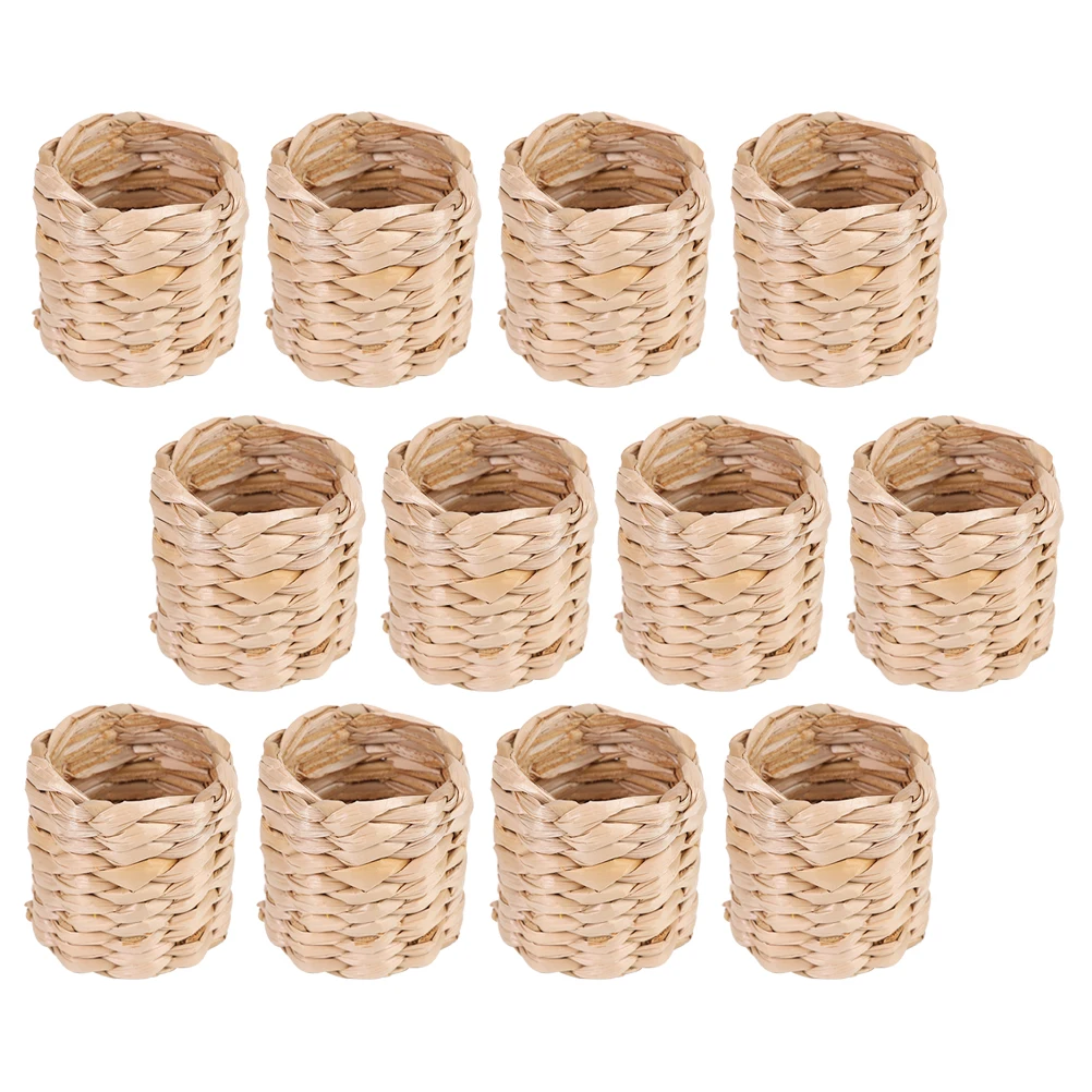 

12pcs Exquisite Woven Napkin Rings Natural Style Decorative Napkin Holders For Dining Table Party Household Use