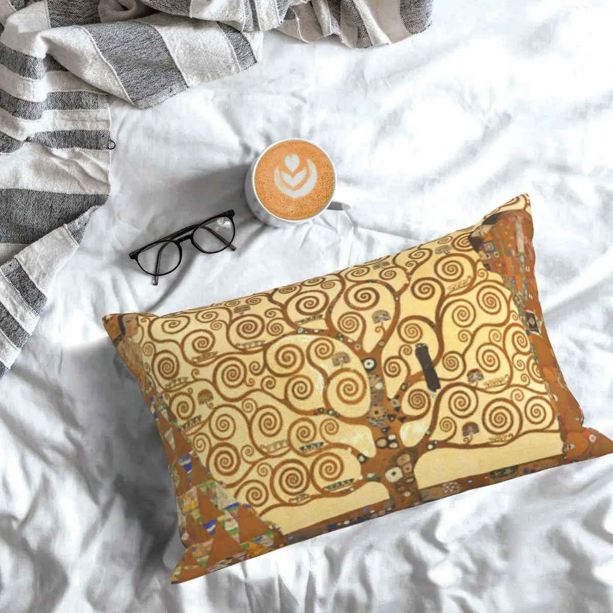 Funda de almohada rectangular con diseño de árbol de la vida Stoclet Frieze Gustav Klimt, funda decorativa para dormitorio, cama, hogar, almohada decorativa cómoda