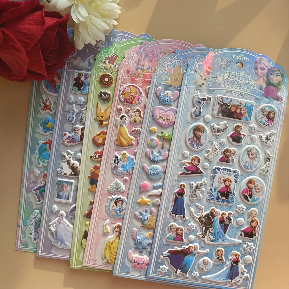 Zootopia Disney Stitch Series Adesivi 3D Cancelleria anime Notebook per bambini Adesivi in cristallo Giocattoli decorativi per bambini