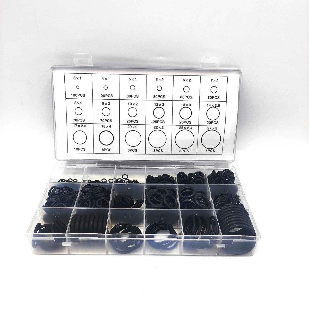 740 قطعة 800 قطعة العالمي محاصر الأسود النتريل سيليكون المطاط مزيج O-حلقة النتريل المطاط إصلاح ختم طوقا تشكيلة مجموعة