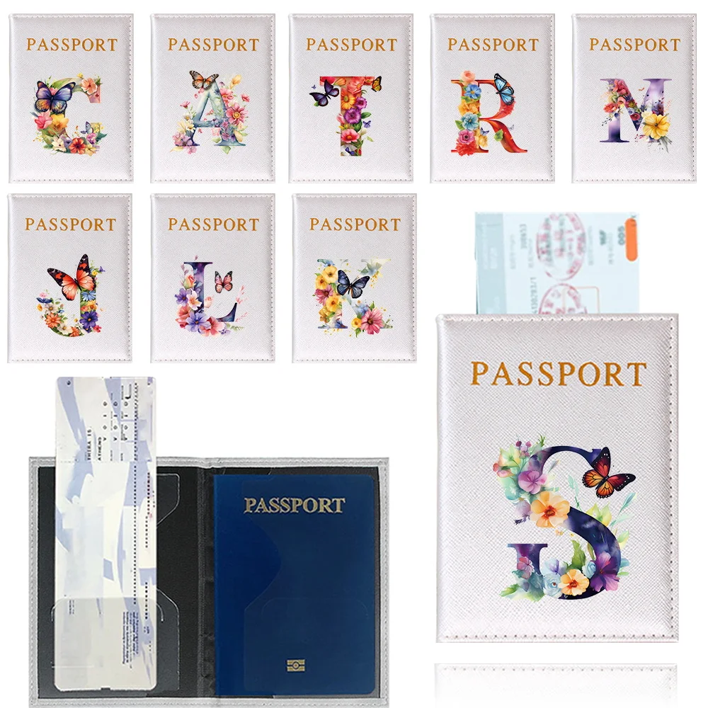 

Travel Passport Cover Portable Credit Card Holder Case Simplicity Credit Card Holder Case for Unisex Butterfly Letter Pattern