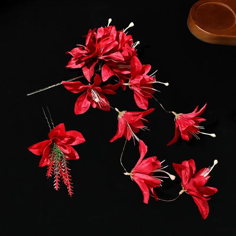 مشبك شعر على شكل زهرة بيضاء حلوة مصنوع يدويًا على الطراز الوطني غطاء رأس على شكل زهرة مقلدة