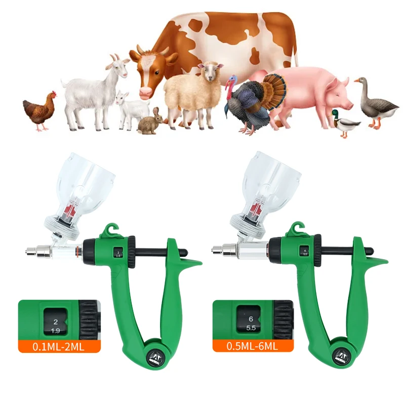 Jeringa continua veterinaria de 2Ml/5Ml/6Ml, manguera ajustable, jeringa de vacuna, ganado, ovejas, pollo, equipo de inyección veterinaria
