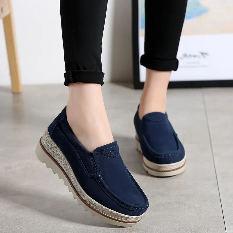 Women Flats Platform Shoes Spring New Suede Leather Women Sneakers Autumn Slip on Casual Shoes Women Moccasins Zapatos De Mujer