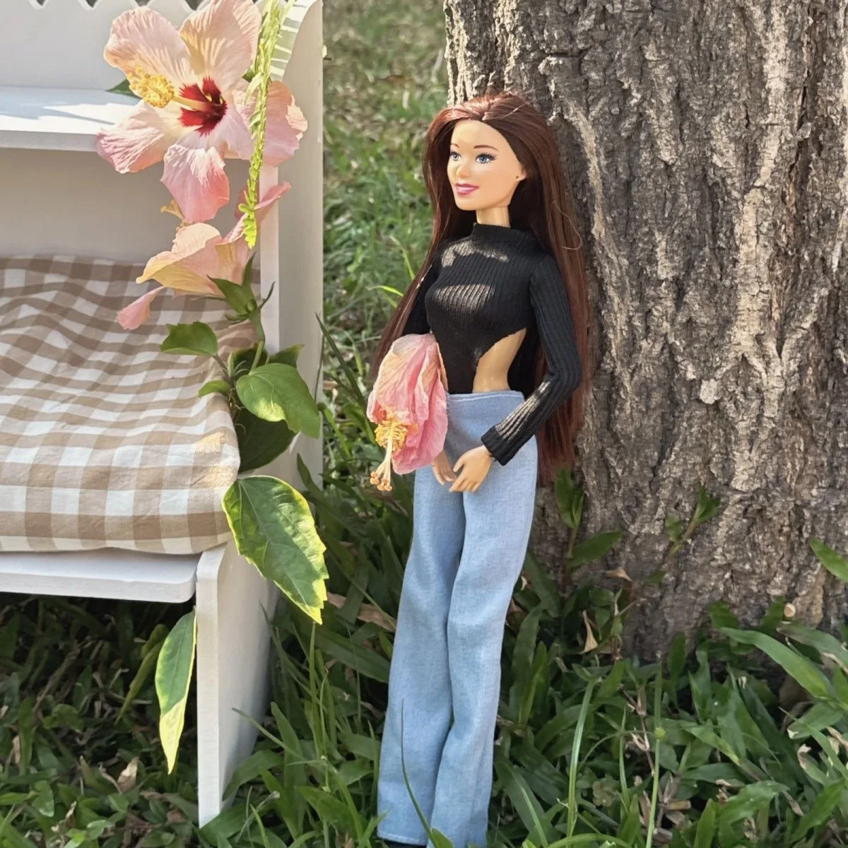 2025 جديد جميلة الأميرة بابي ألعاب الدمى موضة قمة سوداء + الجينز الملابس مجموعة 30 سنتيمتر 1/6 BJD دمية المفاصل المنقولة فستان اللعب