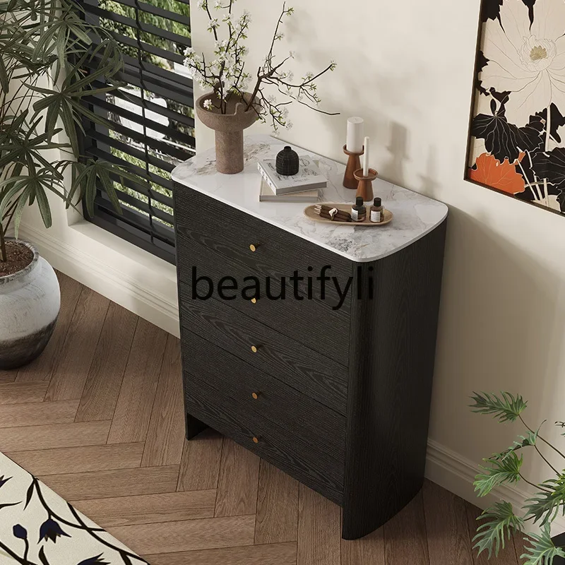 

French retro solid wood chest of drawers bedroom living room storage wall drawer decorative cabinet0420