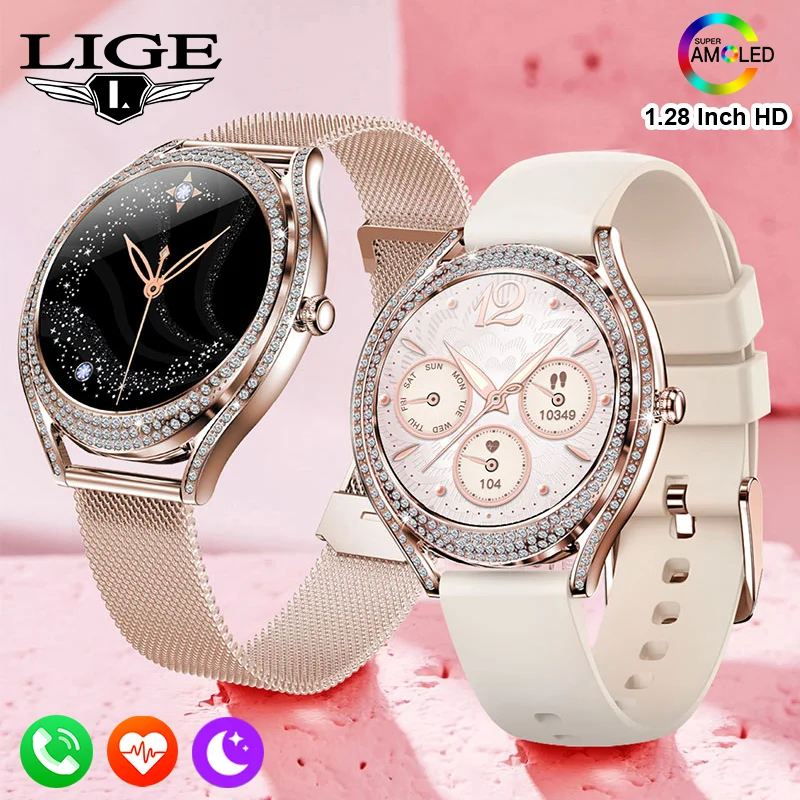 

LIGE Fashion Luxury Women Smart Watch Heart Rate Blood Oxygen Sleep Monitoring Diamond Bracelet Bluetooth Call Smartwatch Ladies