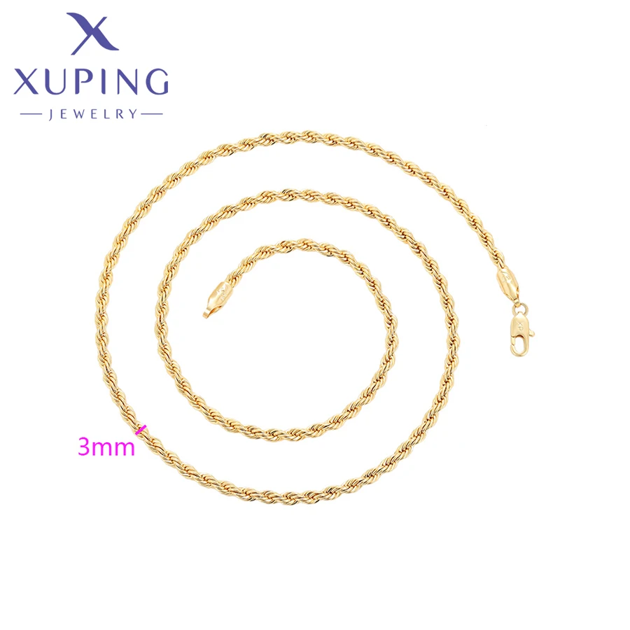 Xuping Jewelry New Arrival 49.5cm Simple Copper Alloy Necklace of Light Gold Color Women Exquisite Gift X000752170