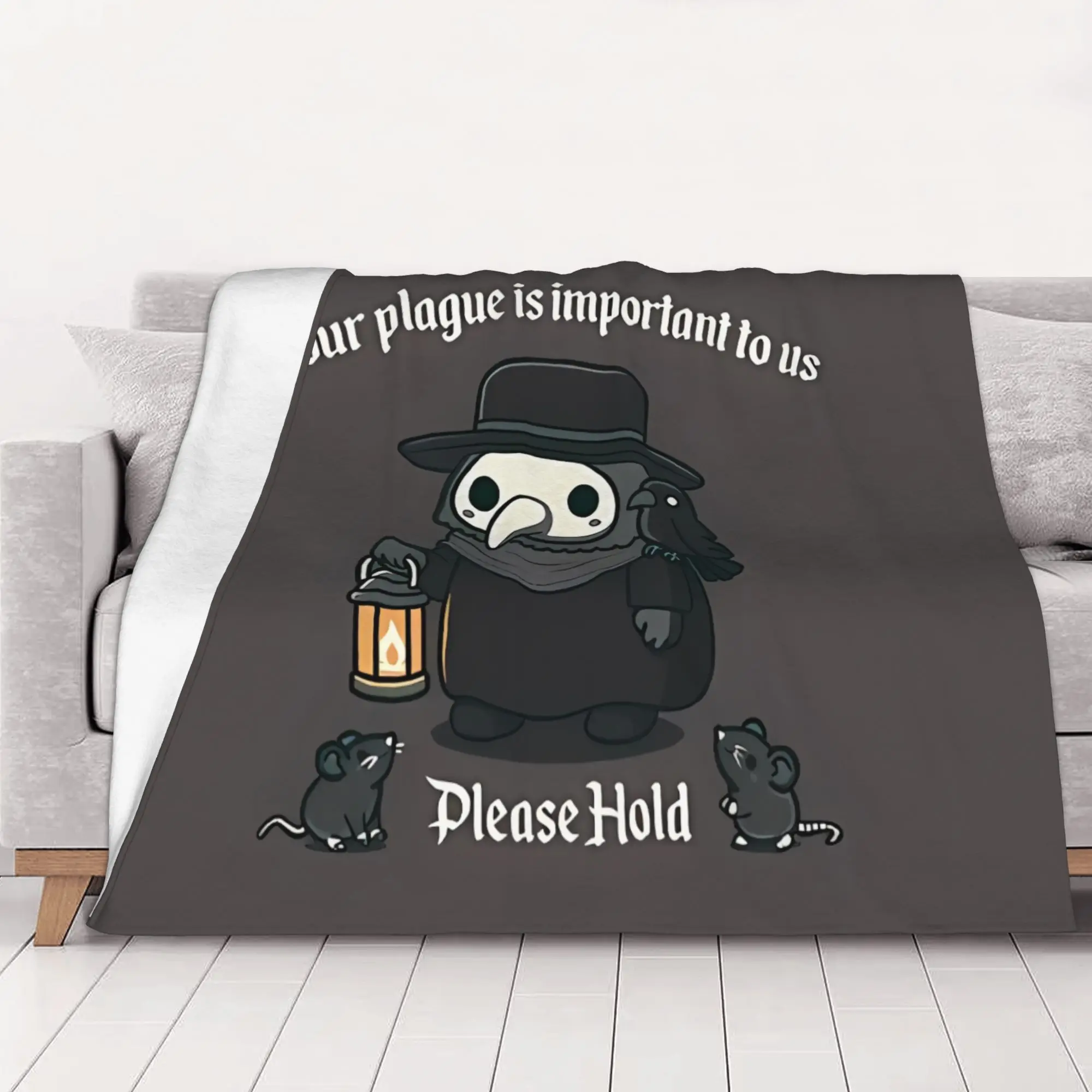 1PC home Cutecore Crows And Rats Plague Doctor Blanket Super Cosy Plush Home Living Room Sofa halloween