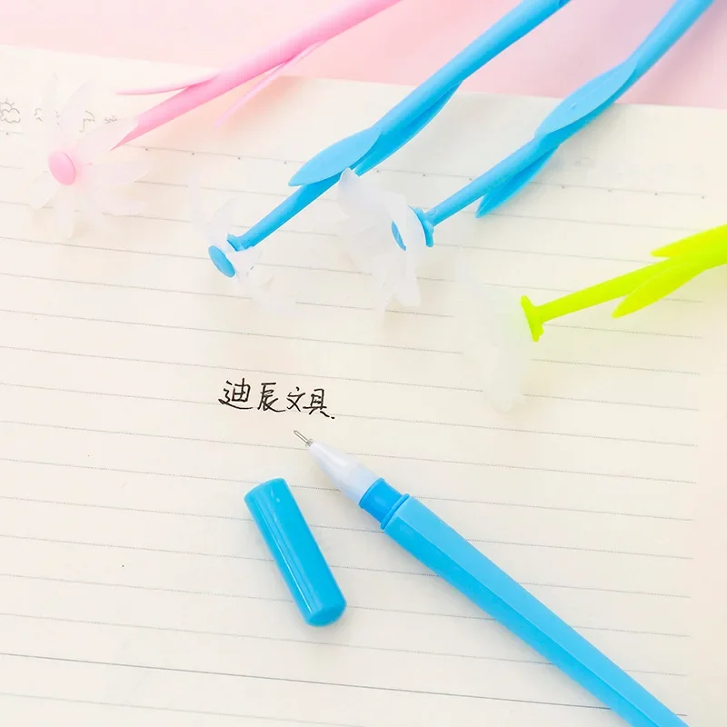 Bolígrafo Neutral de flores coloridas creativo, descolorido por Gel ligero, bolígrafo de firma de escritura para estudiantes de silicona, bolígrafo divertido para niños