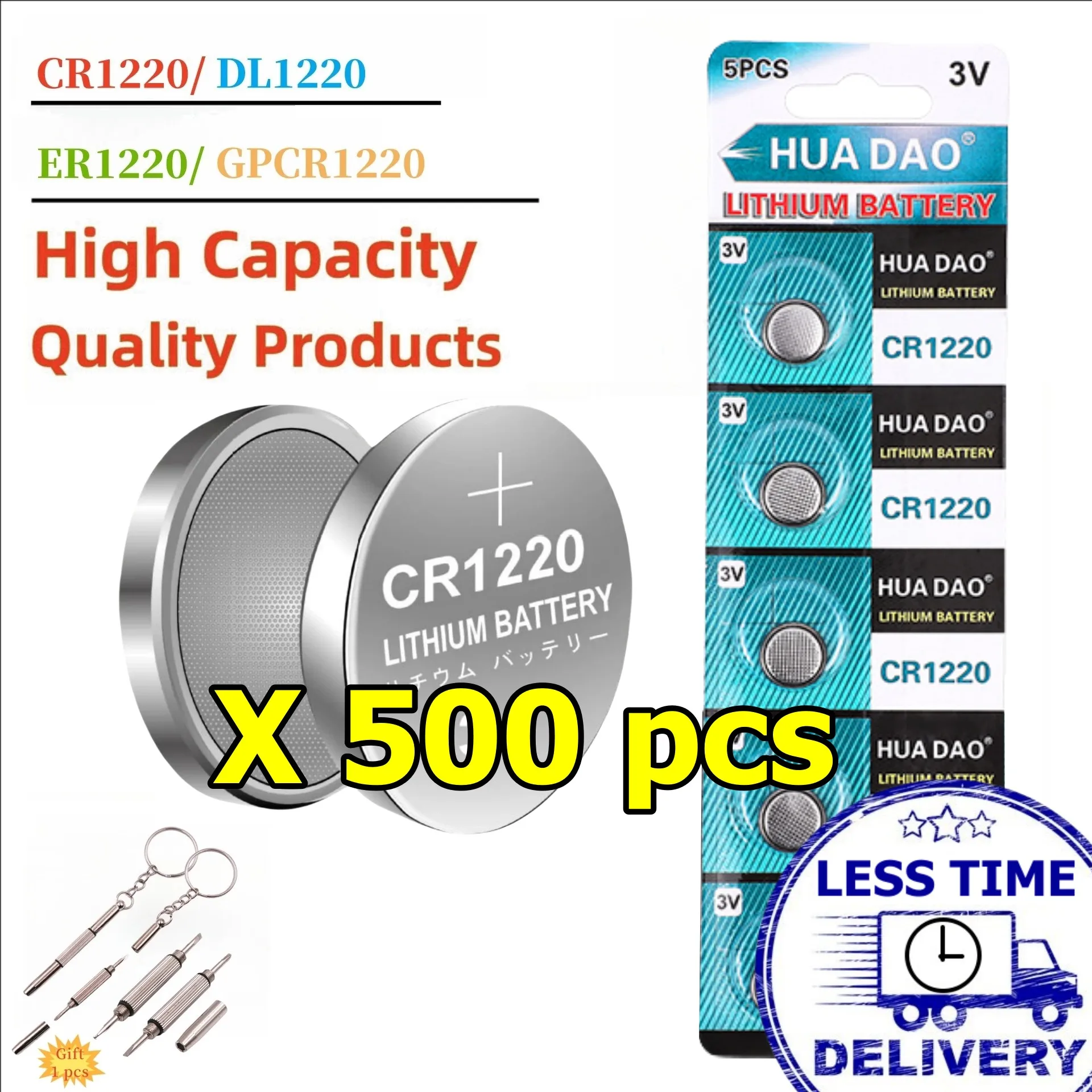 

100-500pcs Original CR1220 KCR1220 3V Lithium Battery For Toy Watch Scale Calculator Car Remote Control Mouse Button Coin Cell