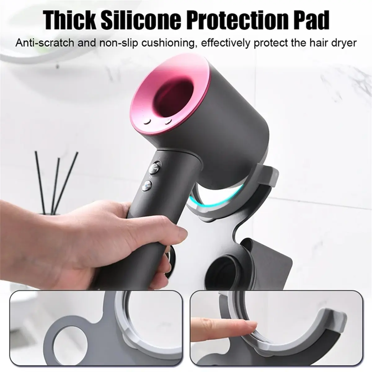 Industrial Tools Hair Dryer Rack Table Top Metal Hanger Vertical Hair Dryer Shelf on Dressing Table No Punching Desk Blow Dryer