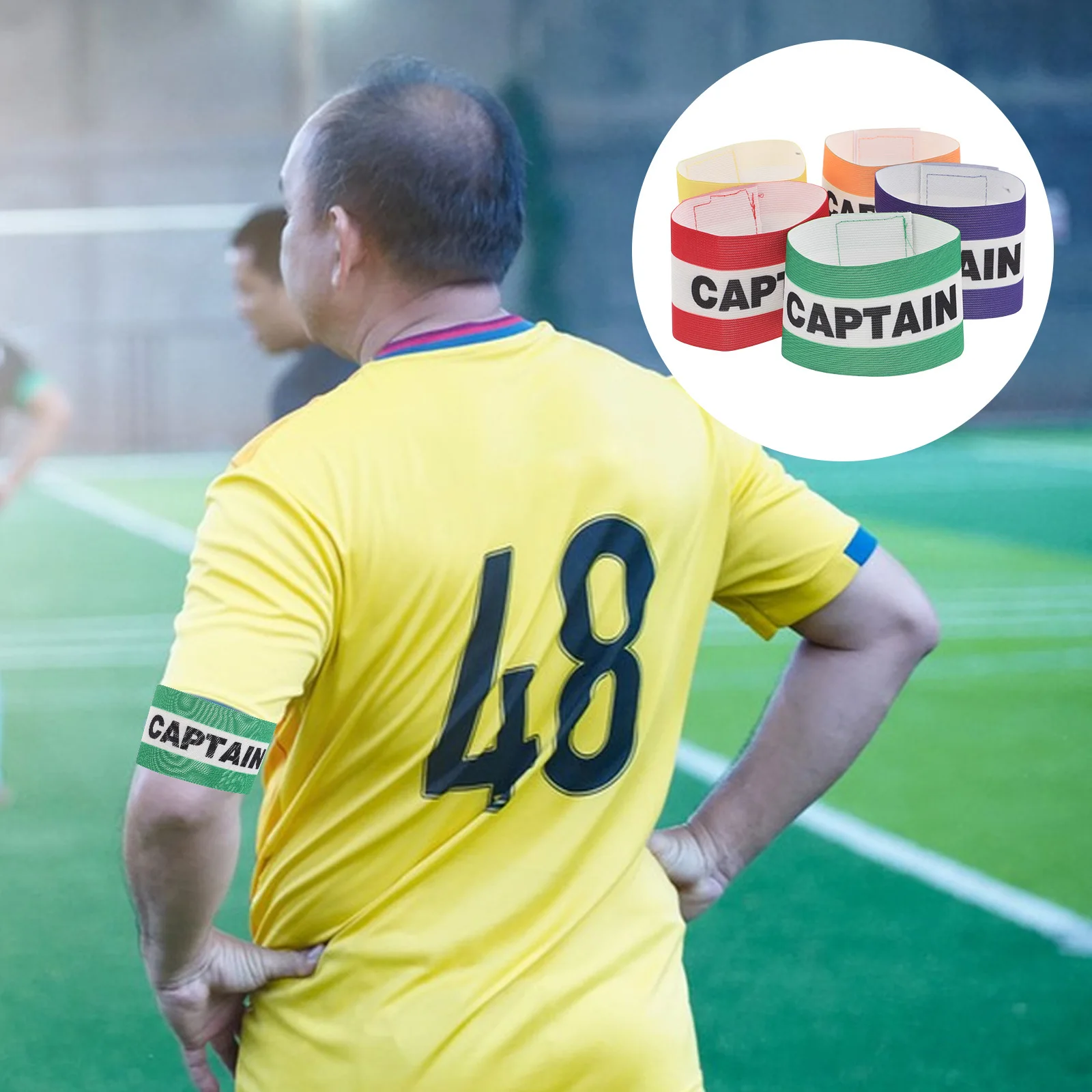 

5Pcs Football Captain Armband Elastic Adjustable Soccer Bands Comfortable Fit Sports Team Leader Wristbands Captain Arm Band