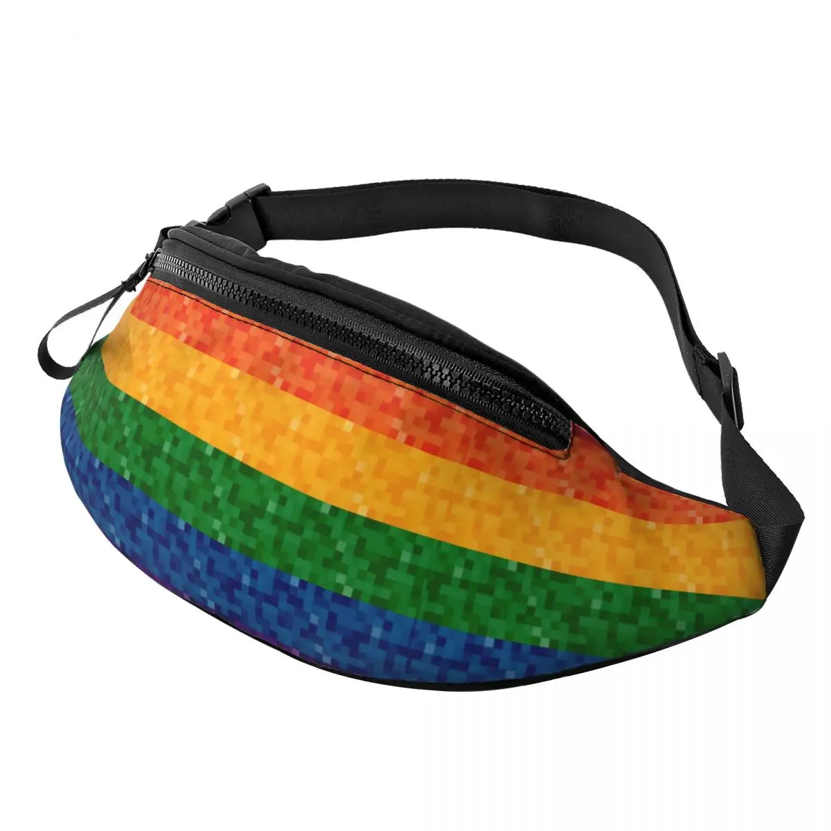 

Rainbow Pixel Printed Waist Bags LGBTQ Pride Men Women's Fanny Pack Fashion Travel Banana Bags Belt Pouch