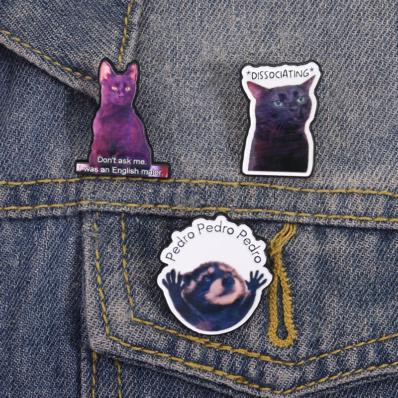 بيدرو بيدرو بيدرو الراكون المينا دبابيس تشريح القط الأسود مضحك الحيوان دبابيس شارة التلبيب مجوهرات هدايا للأصدقاء #2