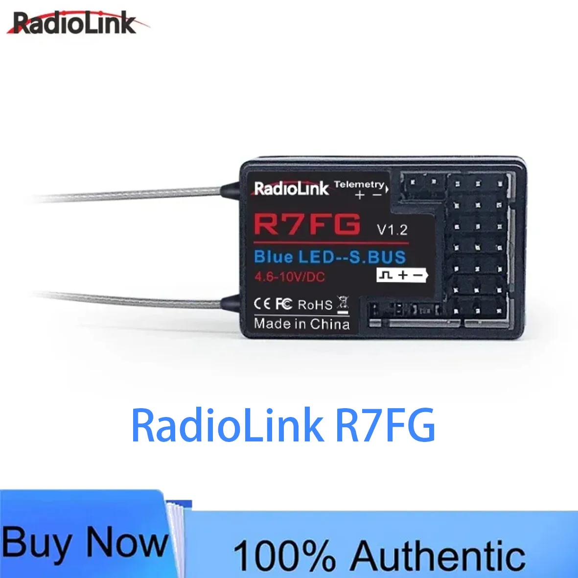 Radiolink R7FG 2.4G 7CH Gyro Receiver, Telemetry 600m Range for RC Crawler/Drift Car, Voltage Sensor Long Range Control