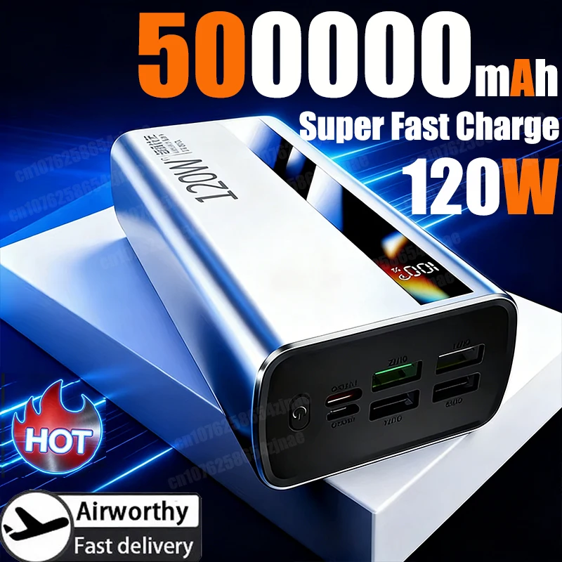 

Портативное зарядное устройство 120 Вт, 500000 мАч, высокая емкость, сверхбыстрая зарядка, для Huawei, iPhone, Samsung, Xiaomi