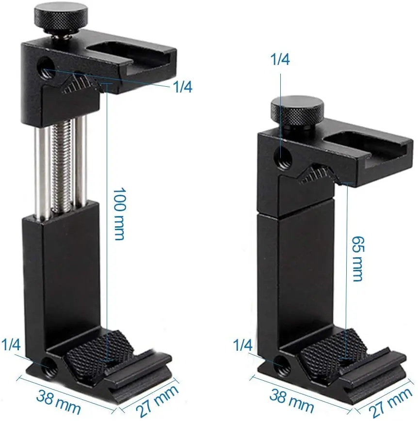 Uniwersalny uchwyt na telefon Zacisk do smartfona Uchwyt do smartfona, adapter do statywu telefonu ze stopu aluminium z mocowaniem na zimną stopkę