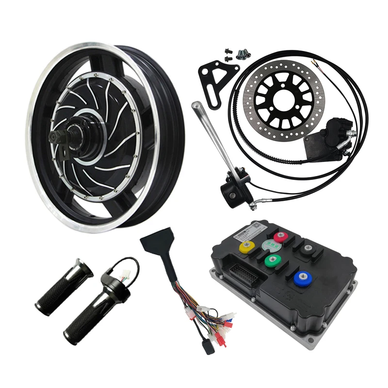 8000W 72V 17inch Electric Motorcycle Motor Conversion Kits with Kelly Sine Wave Controller with 120-130kph