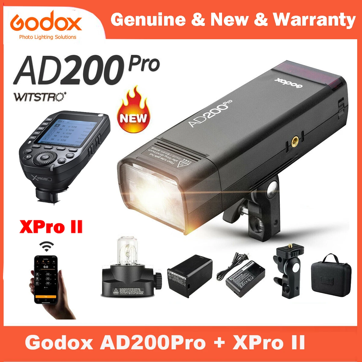 

Godox AD200 Pro AD200Pro Flash 200Ws TTL 2.4G HSS Pocket Speedlite Strobe with Xpro II Trigger for Sony Canon Nikon Fuji Cameras