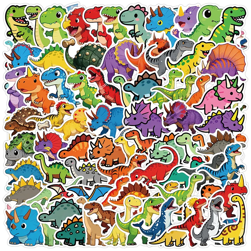 100PCS Cute Dinosaur Pattern Stickers Kids DIY Decor Suitcase Water Bottle Phone Laptop Guitar Scrapbook Stationery Decals Toys