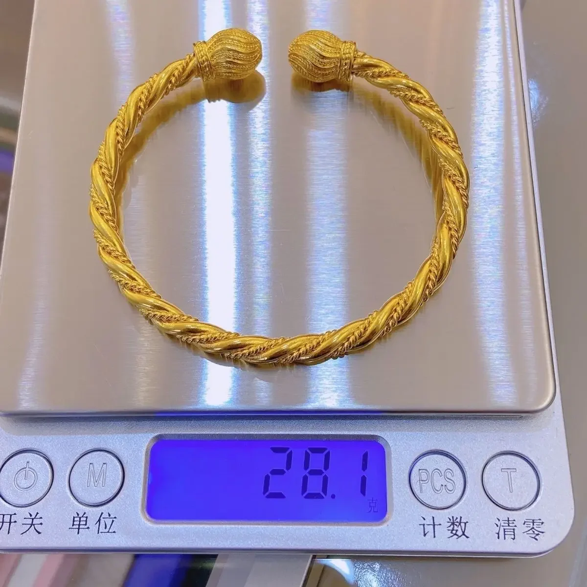 

Never Fade Sikkim Pumpkin Winding Twist Opening Bracelet Solid Adjustable 24K Real Gold Color Bangle Similar to 999 Gold Jewelry