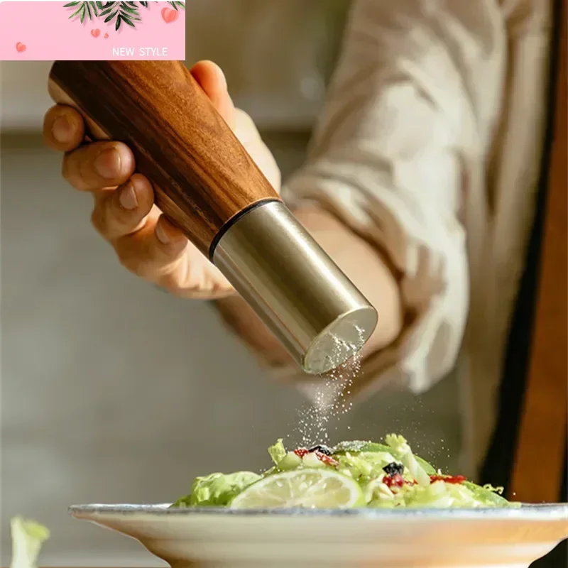

Black pepper grinder sea salt pepper grinder manual acacia wood pepper mill seasoning jar BBQ Japanese style