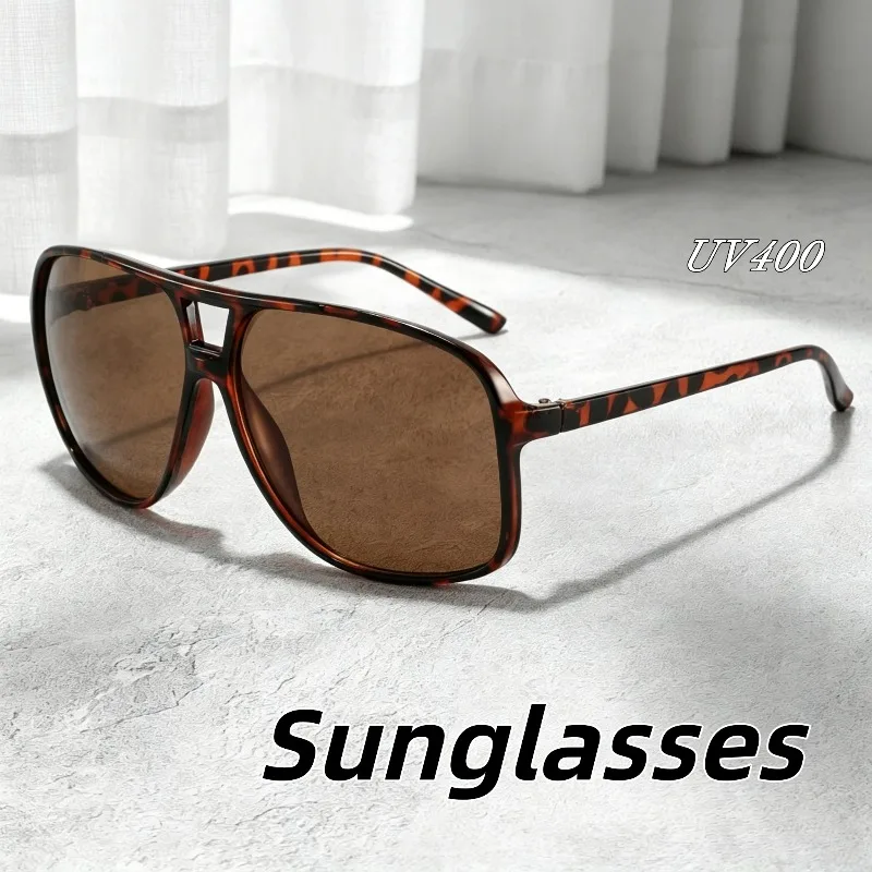 

New Oversized Frame Double Beam UV400 Sunglasses Vintage Fashion HD Style Eyeglasses Outdoor Driving Travel Sunscreen Eyewear