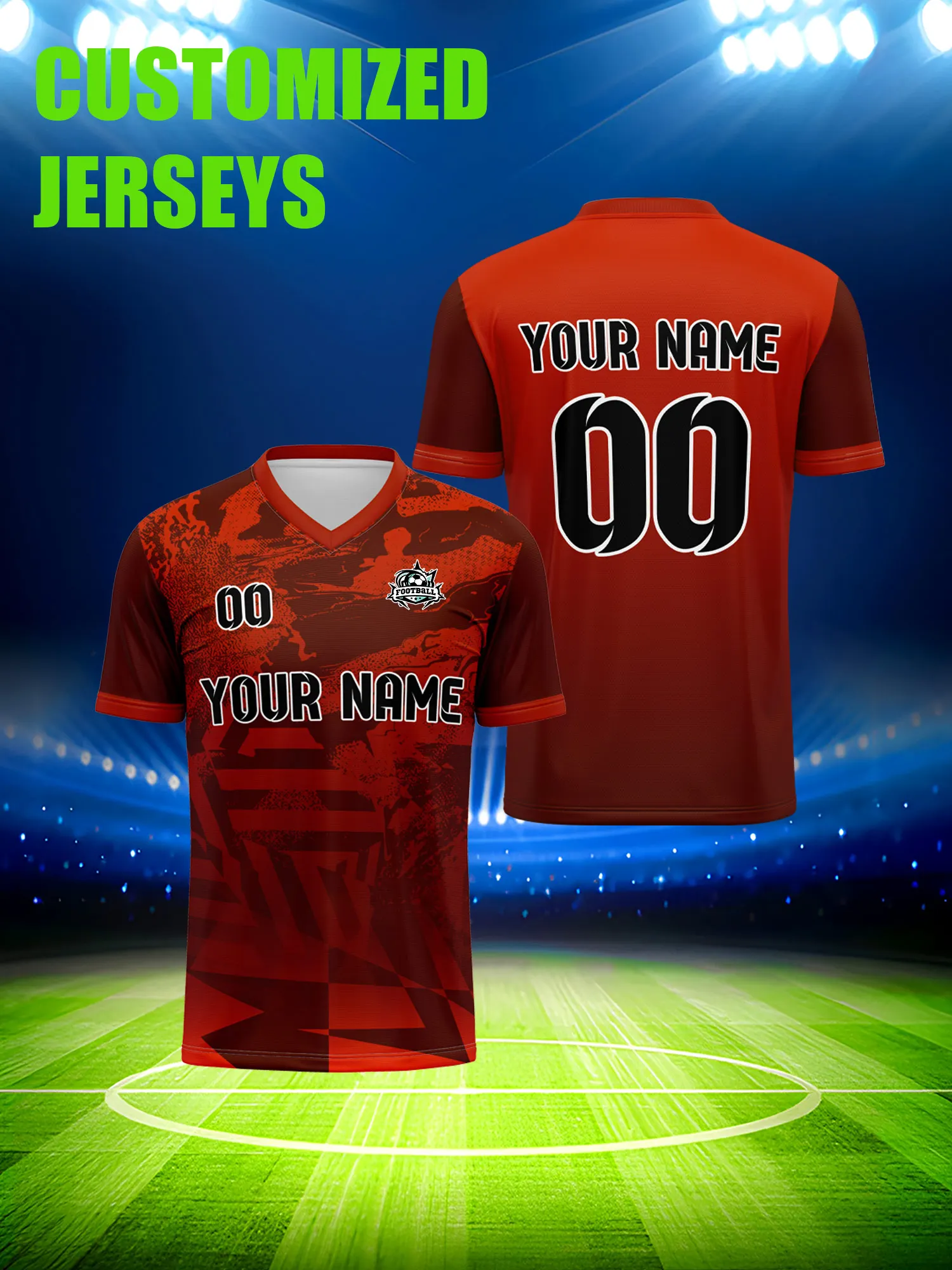 

Custom Soccer Jersey With Custom Image, Number And Name, casual streetwear daily football fan apparel