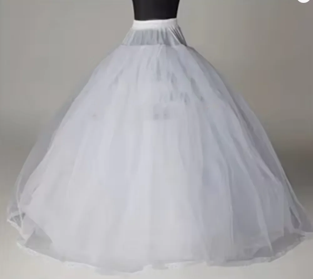 Aラインスタイルのウェディングドレス用ホワイトチュールペチコート4層フープなしブライダルウェディングアクセサリーロングペチコートアンダースカート