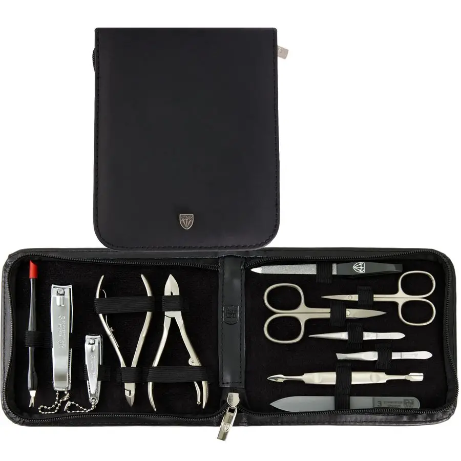 

Swords Germany brand quality 12 piece manicure pedicure grooming kit set for professional finger amp toe nail care with black ge