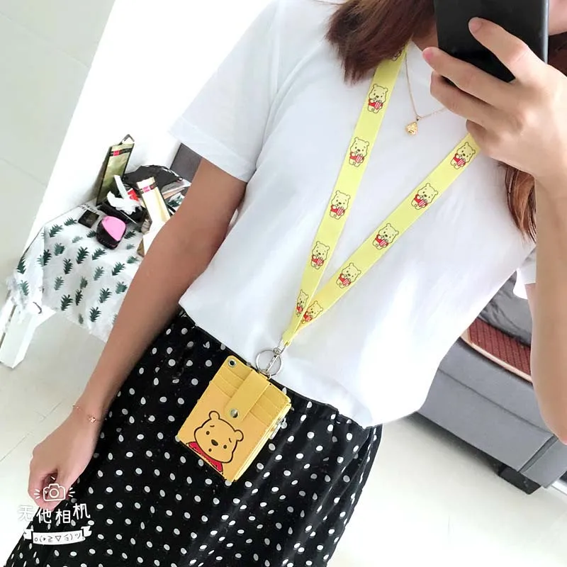 Women Men 5 Bits Shaped Business Named Card Holder Identity Lanyard PU Neck Strap Card Bus ID IC Holders With Coin Purse