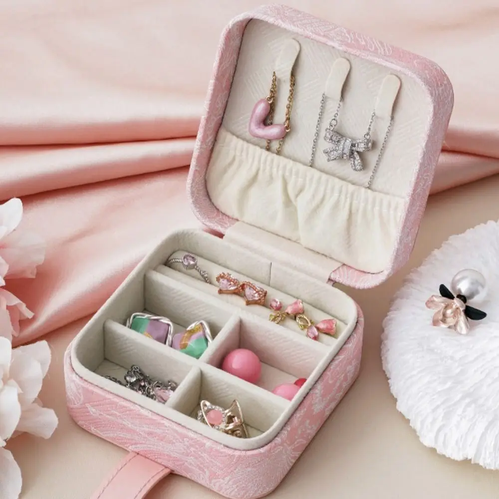 

Embroidery Jewelry Packing Box Flower Necklace Earrings Jewelry Storage Case Large Capacity Organizer Jewelry Display Box